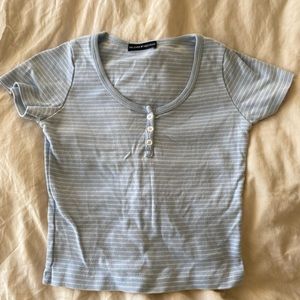 Brandy Melville - basic striped blue short tee (one size)